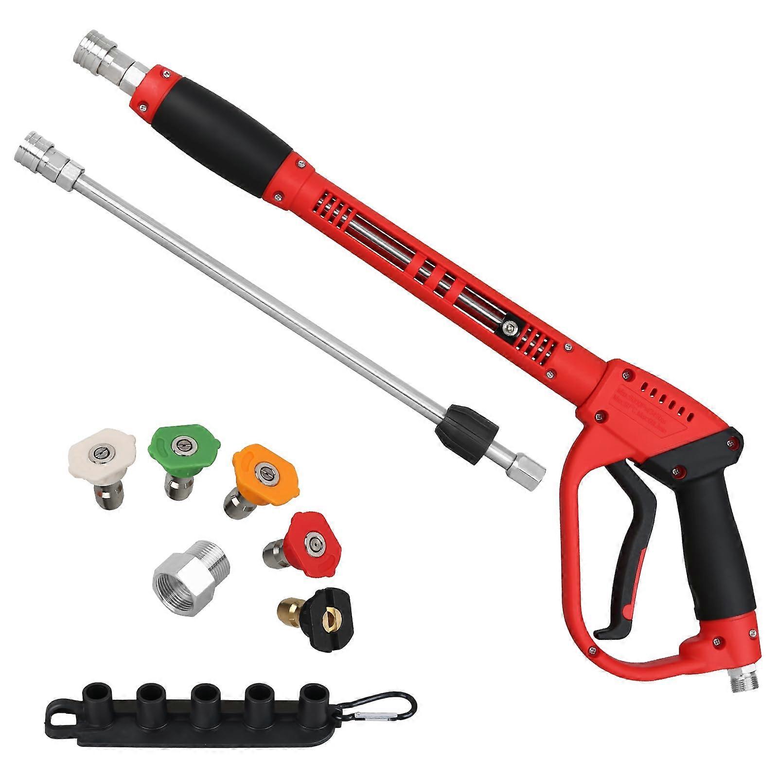 Pressure Washer Gun with Extension Replacement Wand, Power Washer M22 Gun, Fitting, 5 Nozzle Tips, 5000 PSI, 47 Inch