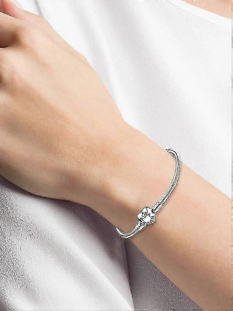 ハートクラスプスネークチェーンシルバーブレスレット女性と男性用、レトロでクリエイティブなギフト