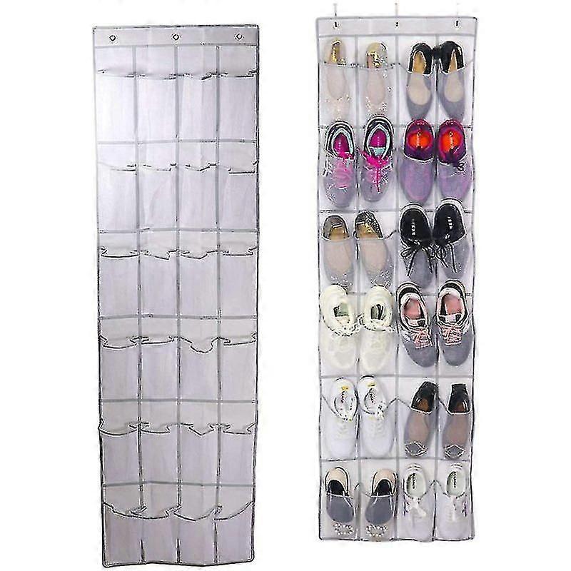 Hanging Shoe Rack, Shoe Izer 24 Pockets With 3 Hooks