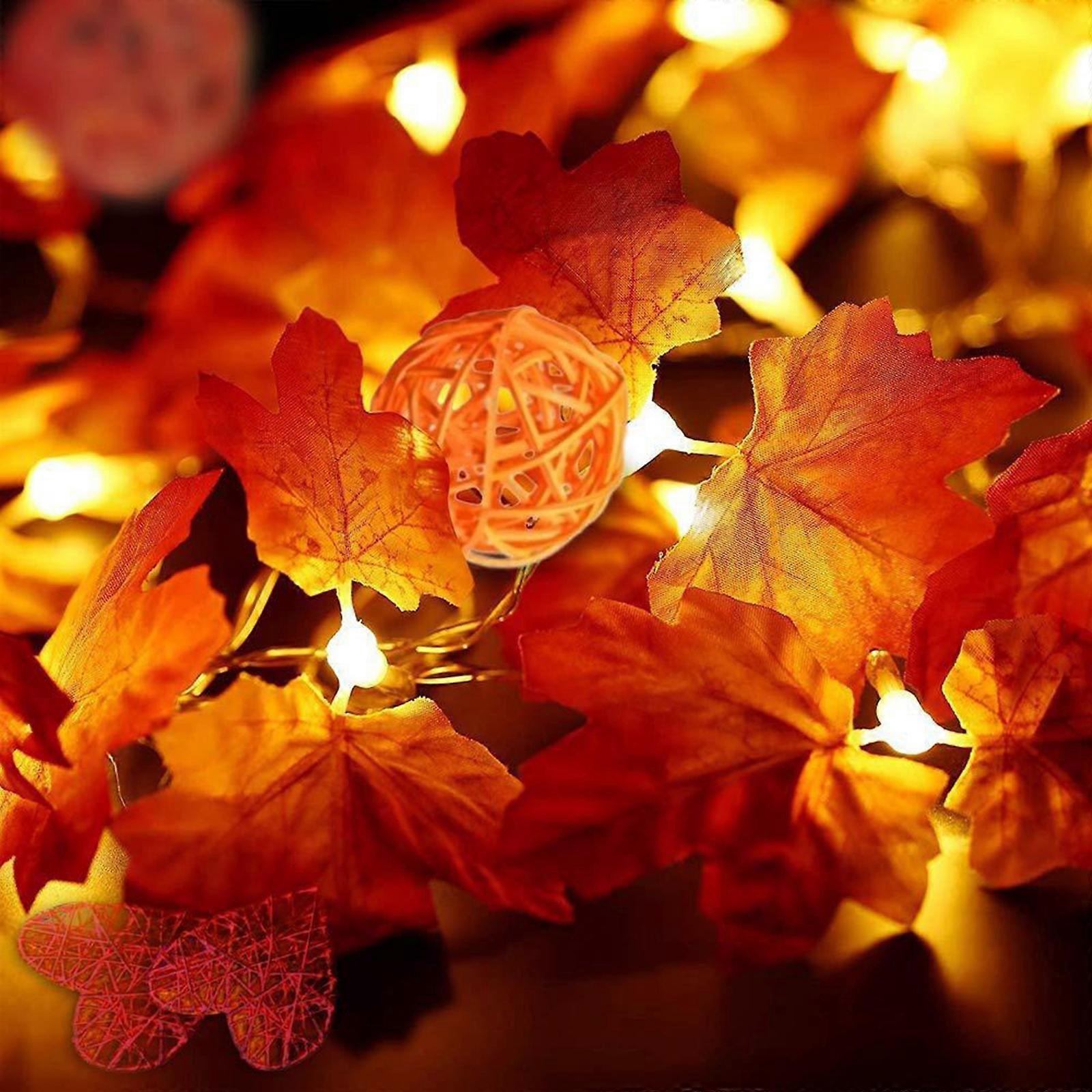 Artificial Maple Leaf Leaves LED Light String Lantern Garland Home Party DIY Halloween Thanksgiving Christmas New Year Decor