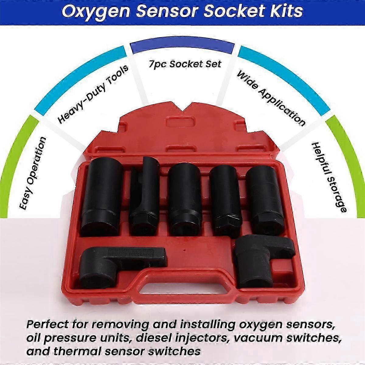7pc Oxygen Sensor Socket Set Oil Pressure Sensor Socket Wrench Set Oxygen Thermal Oil Pressure Sensor Removers