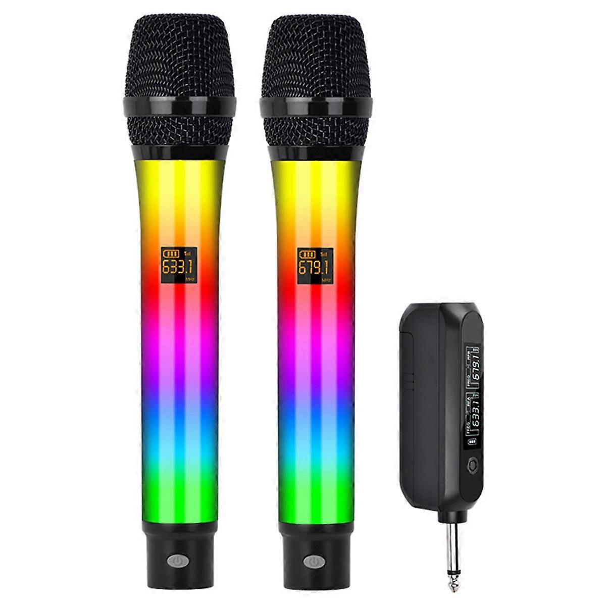 2.4G Wireless Microphone RGB Microphone Rechargeable Dynamic Microphone for KTV Church Show Meeting