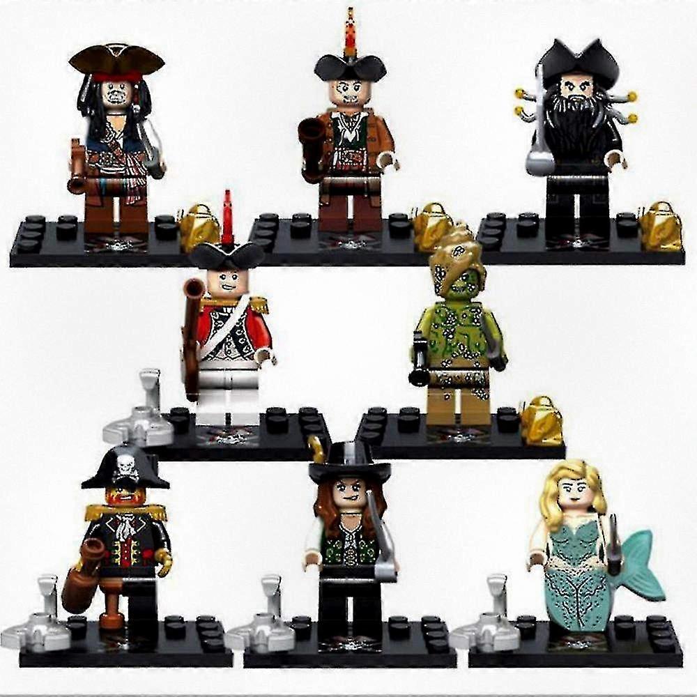 8-Piece Pirate-Themed Building Block Figures Set for Kids - Assemble Your Own Adventure!