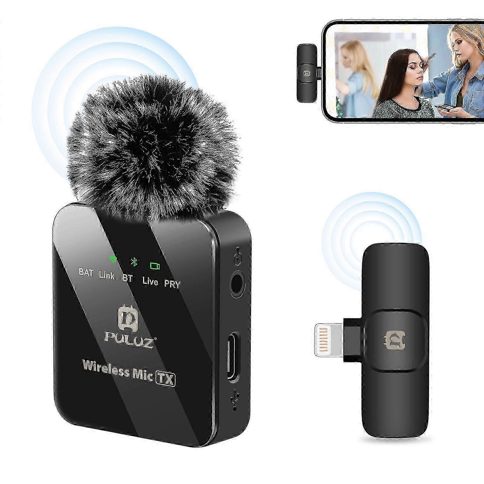 Wireless Lavalier Microphone For 8-pin Device iPhone/iPad, 2.4G, ENC Noise Reduction, BT Mode, Reverb & Dodging Functions