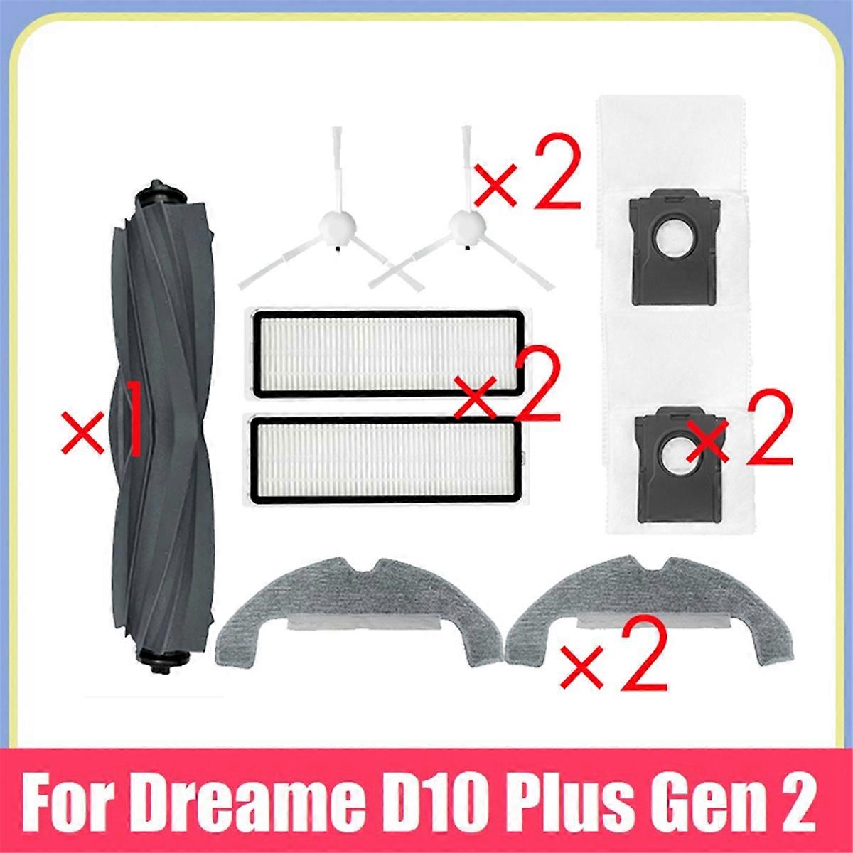 Rubber Brush for D10 Plus Gen 2 RLD32GD Replace Parts Accessories 2X Side Brush Hepa Filter Mop Clo
