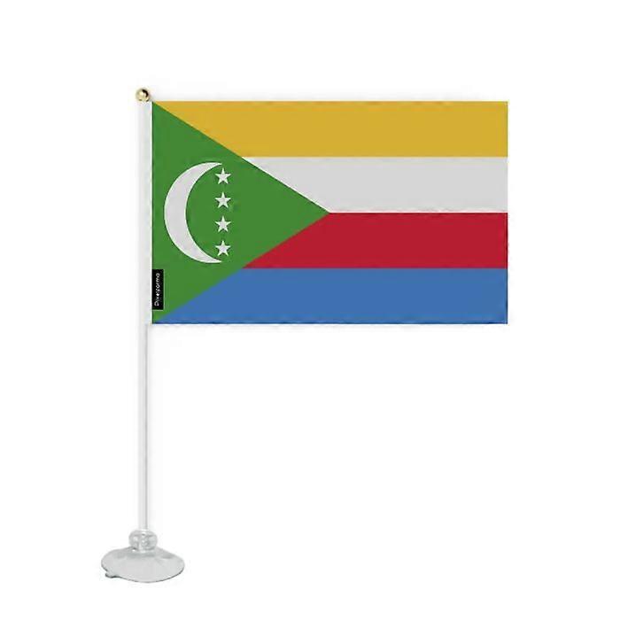 Flag - Comoros - Mini Suction Cup Flag - 14 x 21 cm - Polyester - Double-Sided Print