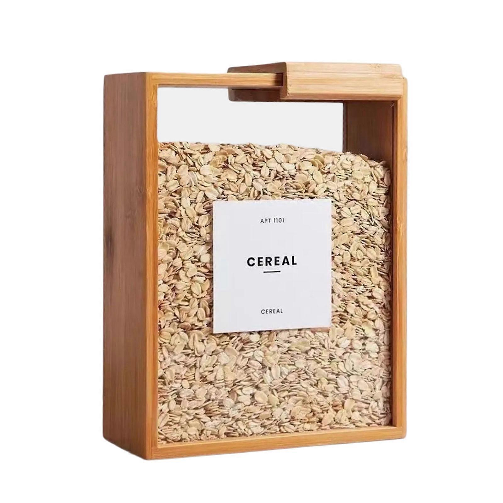 User friendly Sliding Lid Storage Bin Durable Bamboos Cereal Dispenser for Kitchen Countertop and Pantries Organization