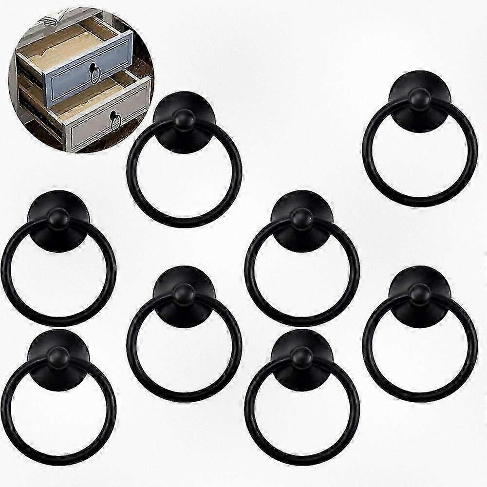 8pcs Vintage Style Round Cabinet Ring Knobs Antique Drawer Pulls Handle for Door and Cupboard Dresser with Single Hole Design