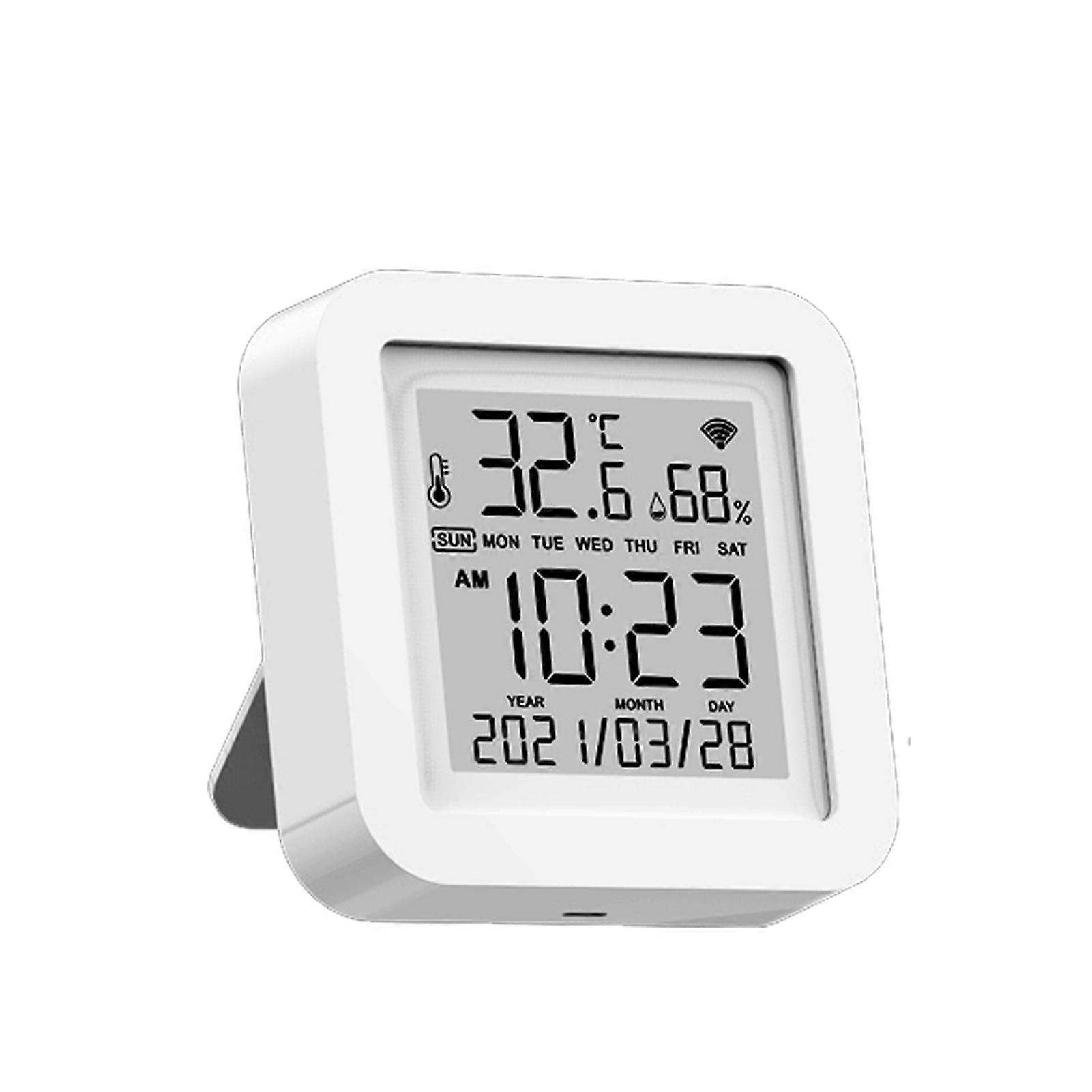 Smart Temperature and Humidity Sensor WiFi LCD Display USB Powered Digital Monitor ℉/℃ Conversion Time Date Indoor Use Alexa Google Home Compatibl