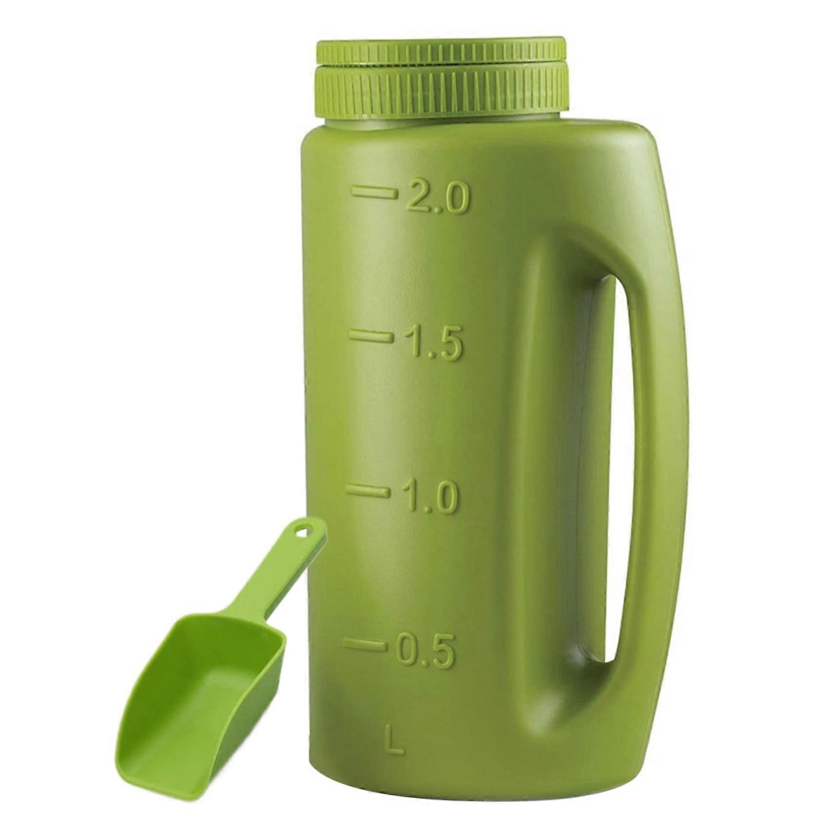 Handheld Seed Distributor 2L Fertiliser Spreader for Lawn and Garden, Ice Melting and Plant Food Distributor Bottle