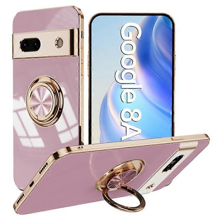 Compatible For Google Pixel 8a Case Precise Cutouts 6D Electroplating TPU Phone Cover with Ring Holder