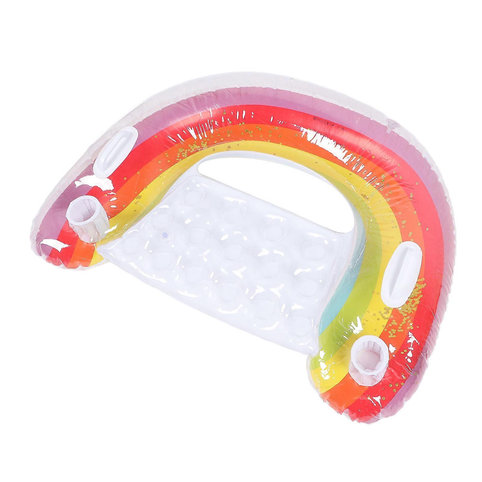 Rainbow Inflatable Chair Float U Seat Inflatable Single Person Swimming Pool Floating Raft Lounger Seat for Beach Lake 
