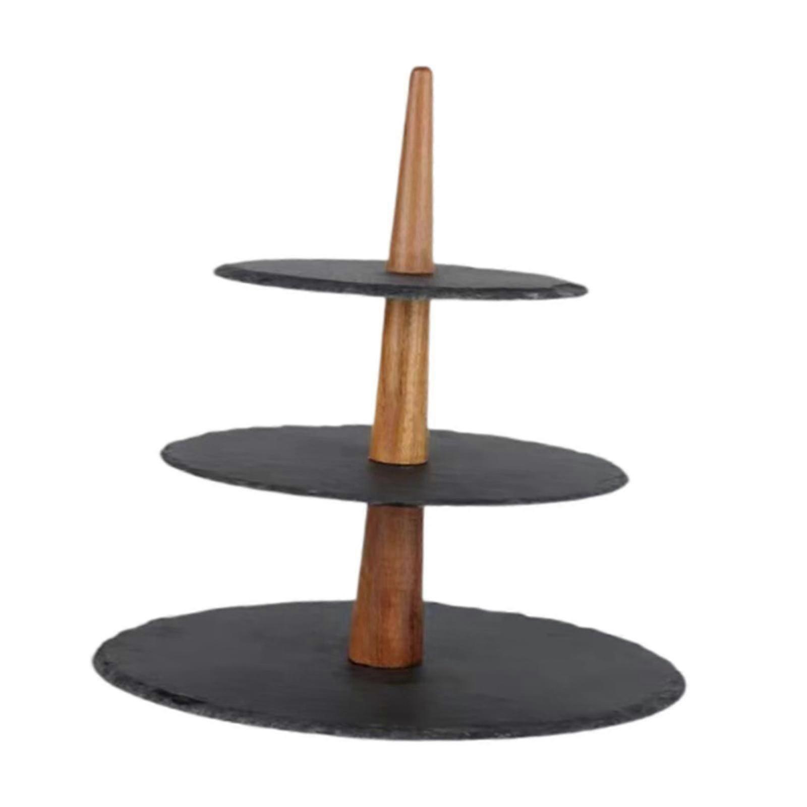 3 Layer Fruit Tray Rustic Slate Stand for Wedding Farmhouse Party