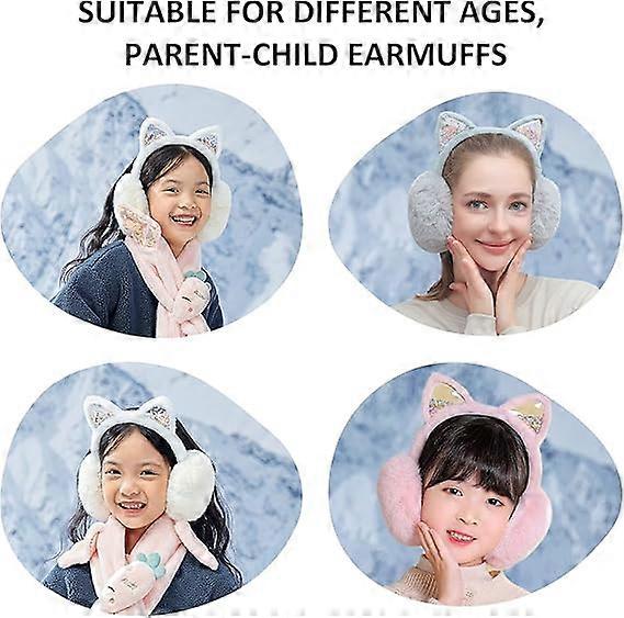 Women's Plush Earmuffs, Adjustable, Gray