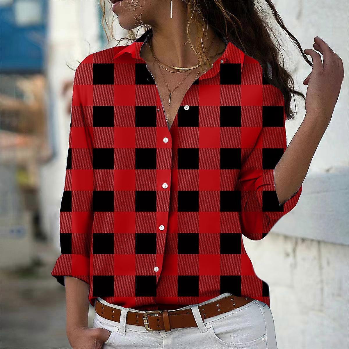 Bluzka damska z nadrukiem w mieszanych kolorach Wiosna Jesień Femme Biuro Lady Button Up Turn Down Collar Shirts