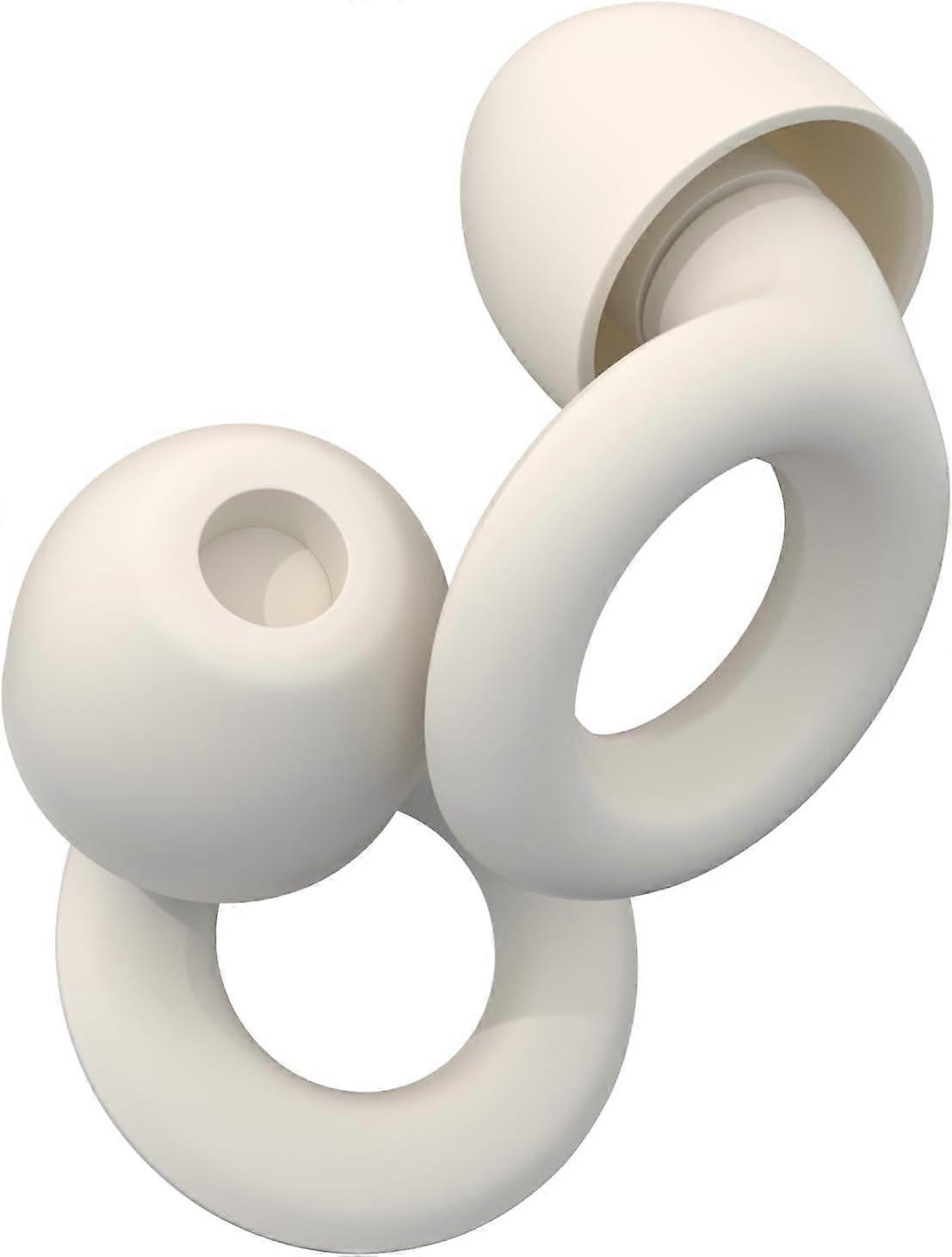 1 pair of white loop-silent noise-cancelling earplugs, ultra-soft, reusable, suitable for sleeping