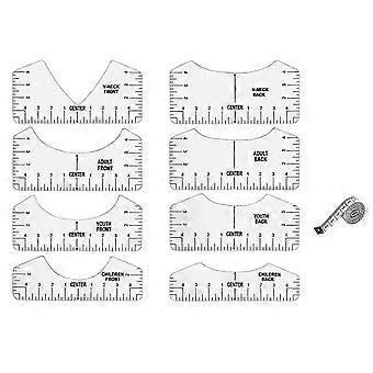 9 PCS -Shirt Alignment Tool, -Shirt Guide Ruler for Designing Clothing, PVC Back and Front Aligned