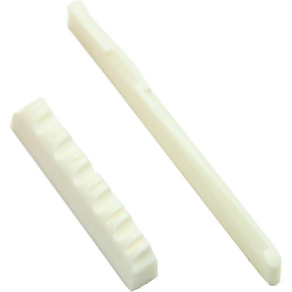1set Bone Bridge Saddle & Nut for 6 String Acoustic Guitar - Ivory