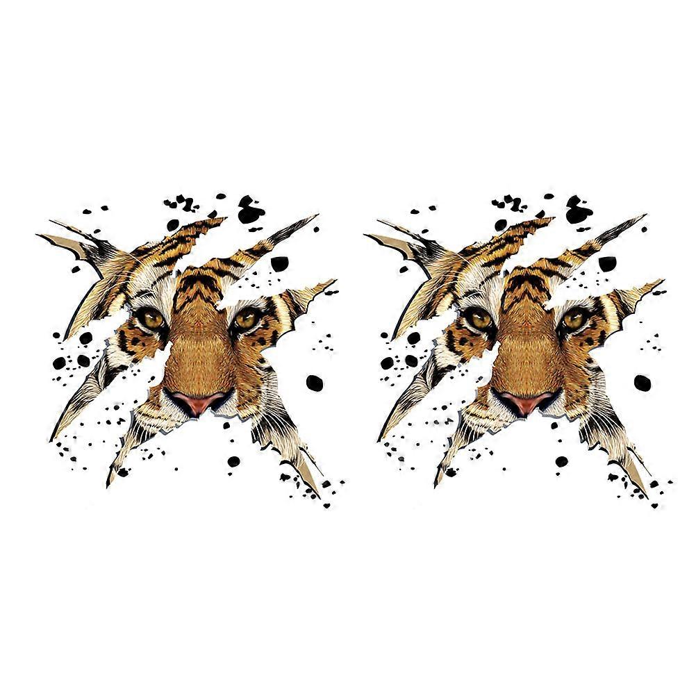 Decorative Wall Stickers Tiger Head Pattern Removable Waterproof Home Decoration 45x45cm Multi 2Pcs