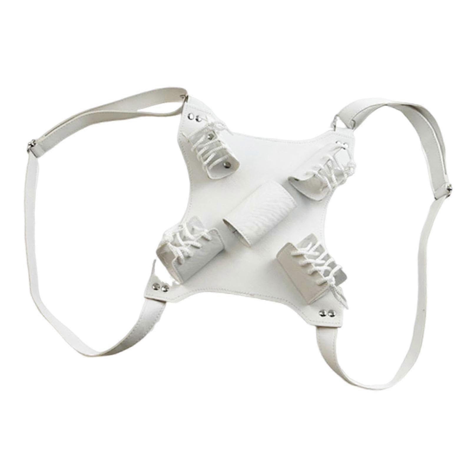 Double Shoulder Strap Knife Case with Dual Sheath for Kids Samurai PU Toy Sword Prop White