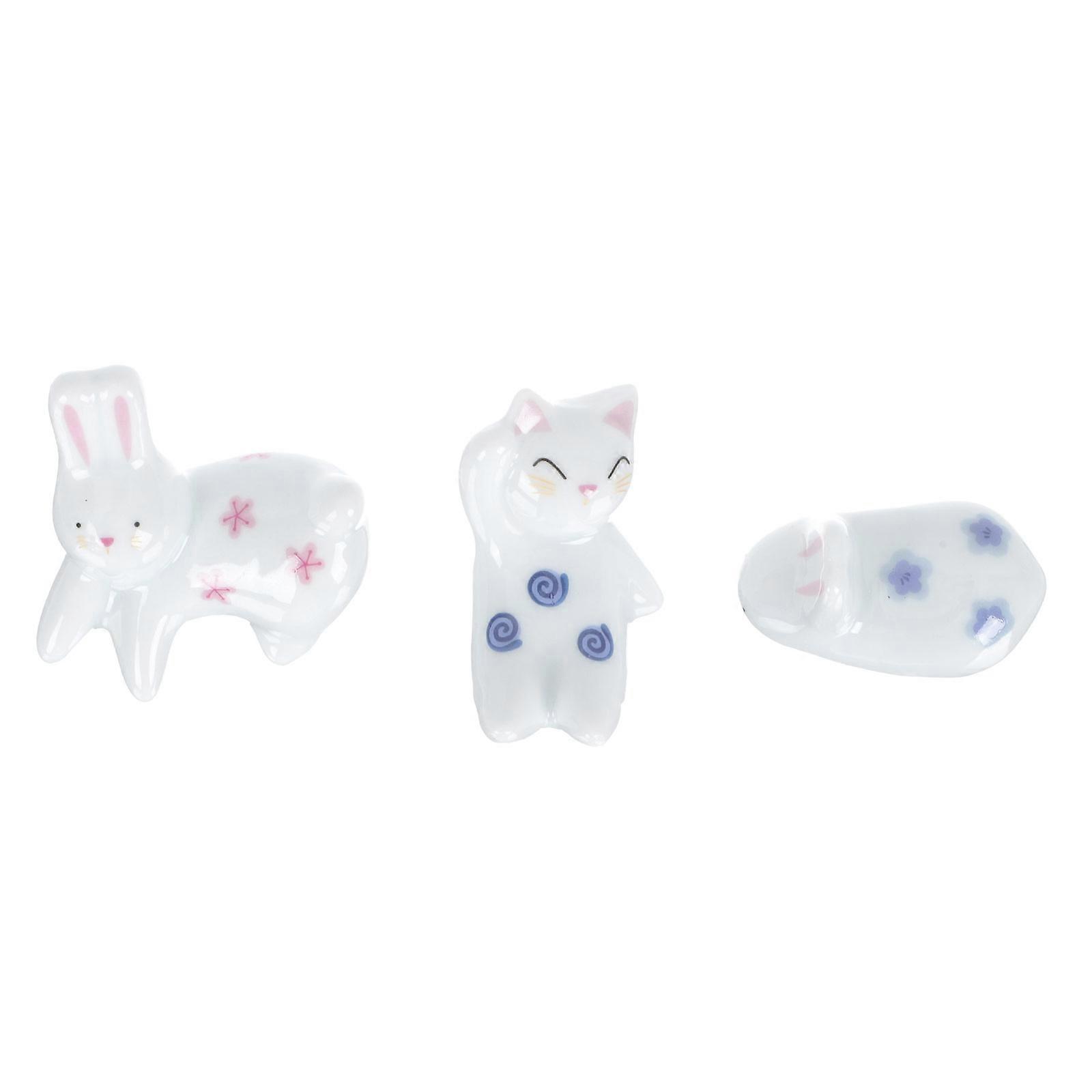 Chopstick Holder Rest Rack Cat And Bunny Shape Home Dining 3Pcs