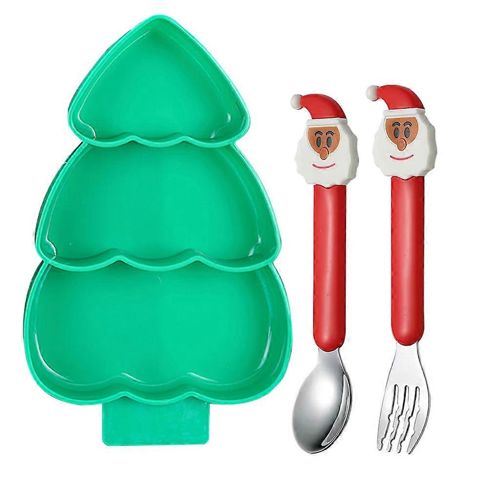 Christmas Tree Shaped Festive Plates Divided Baby Food Tray Holiday Gatherings Sectioned Design 1Set