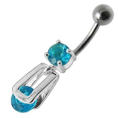 Fancy Stud In Silver Jewelled Dangling Belly Ring