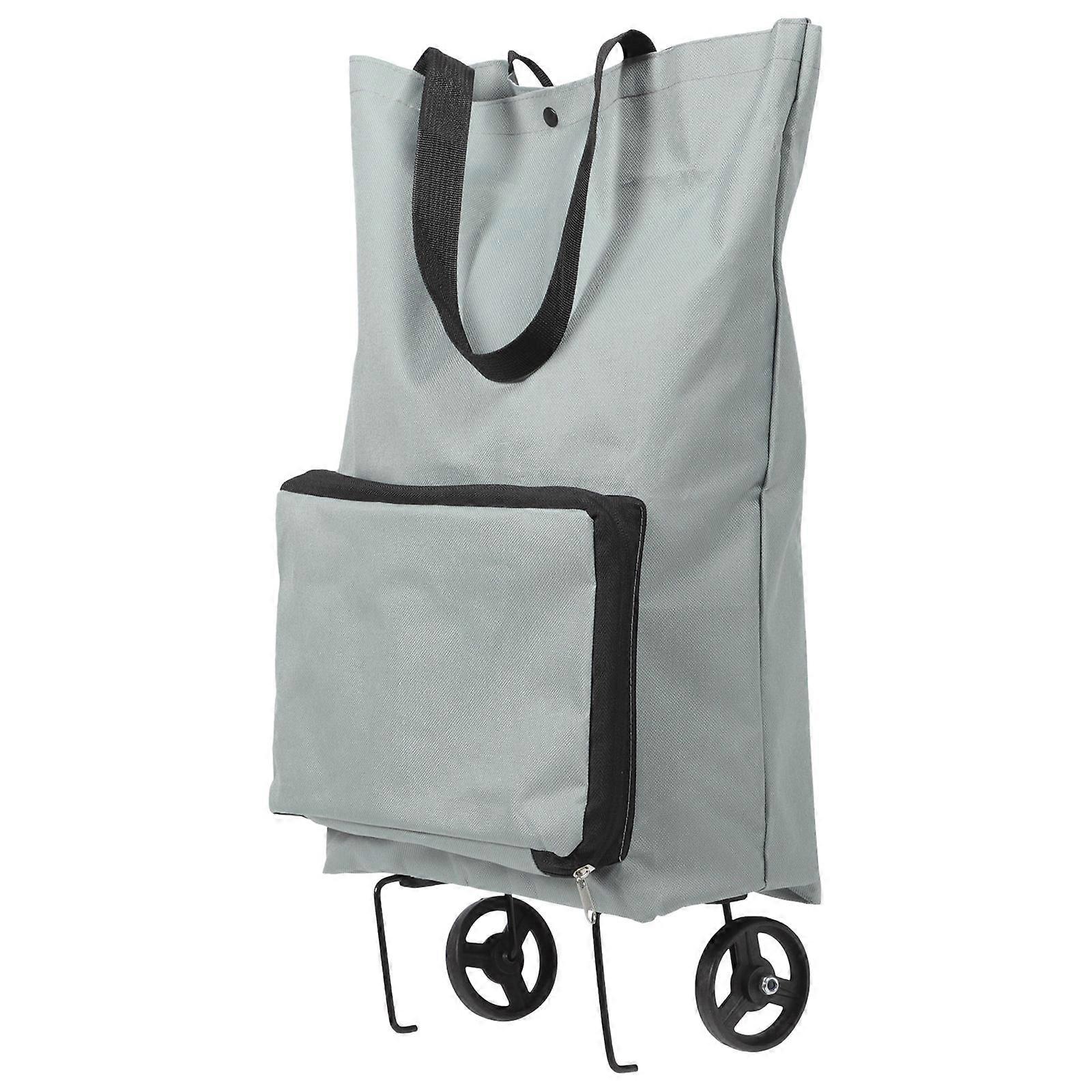 Folding Shopping Cart With Wheels Collapsible Trolley Bag Travel Camping Storage 48x28cm Grey Fashionable Design 1Pack