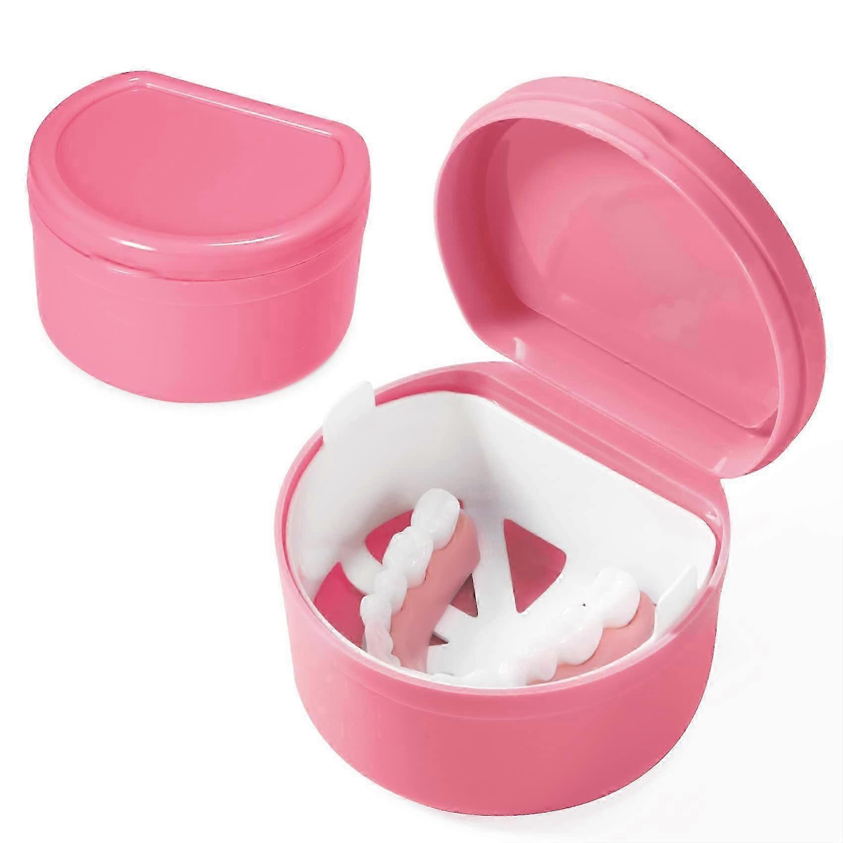 Denture Box with Filter Basket for Denture Cleaning(Pink