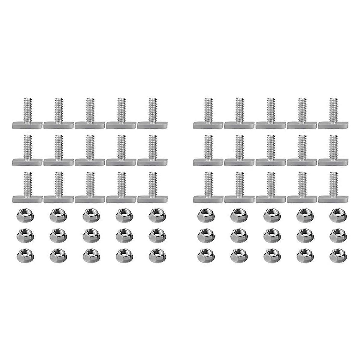 30Pcs T Slot Bolt Replacement,M8 X 20 Screws, A2-70 Rail Track Screws Track Nuts with 15 Flange Nut