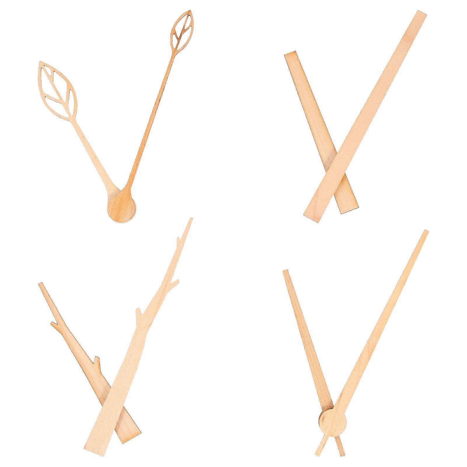 4 Sets of Decorative Clock Hands Wear-resistant Clock Parts Wooden Clock Replacements