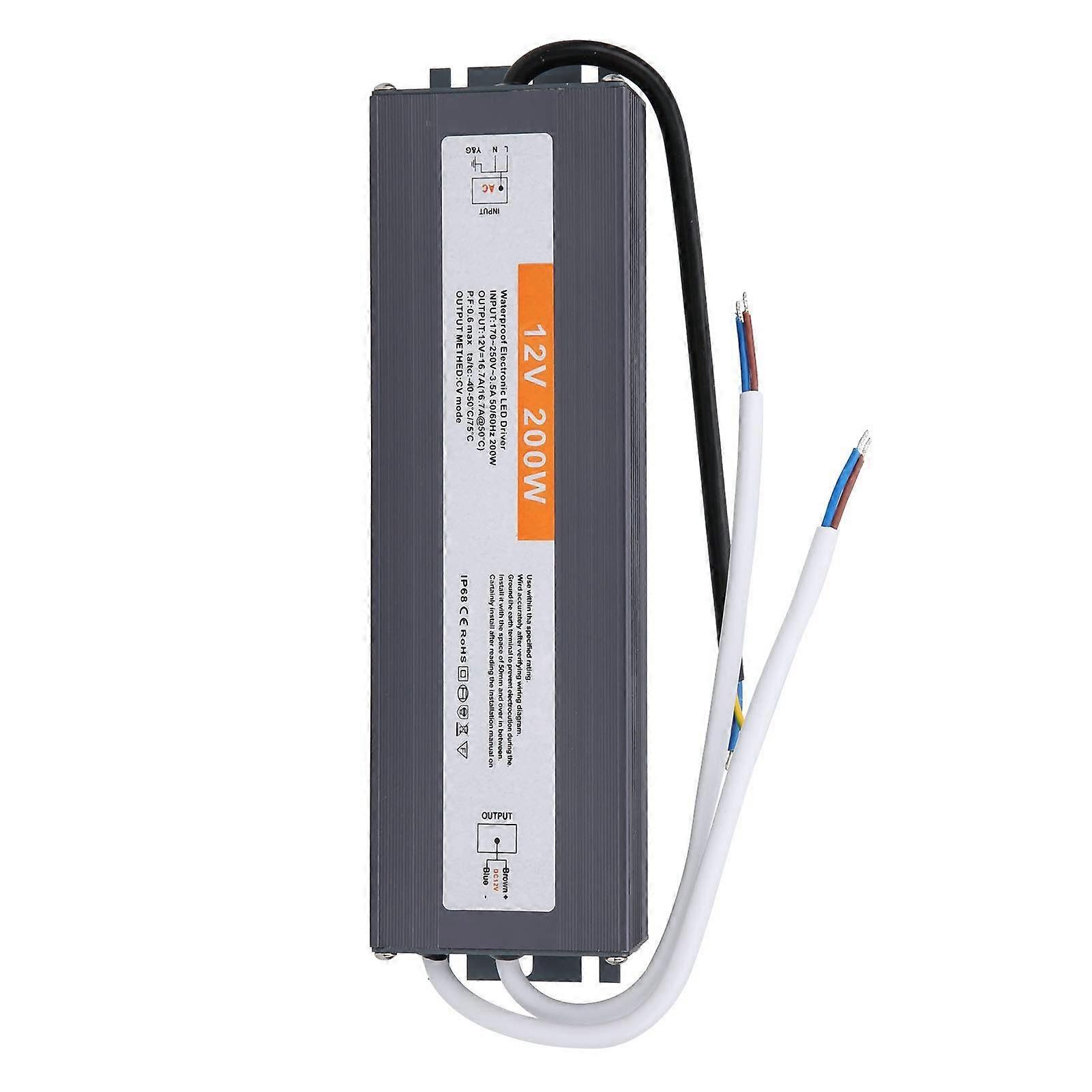 200W LED Driver Power Supply for DC12V and DC24V Voltage Options (DC12V) DC12V DC12V