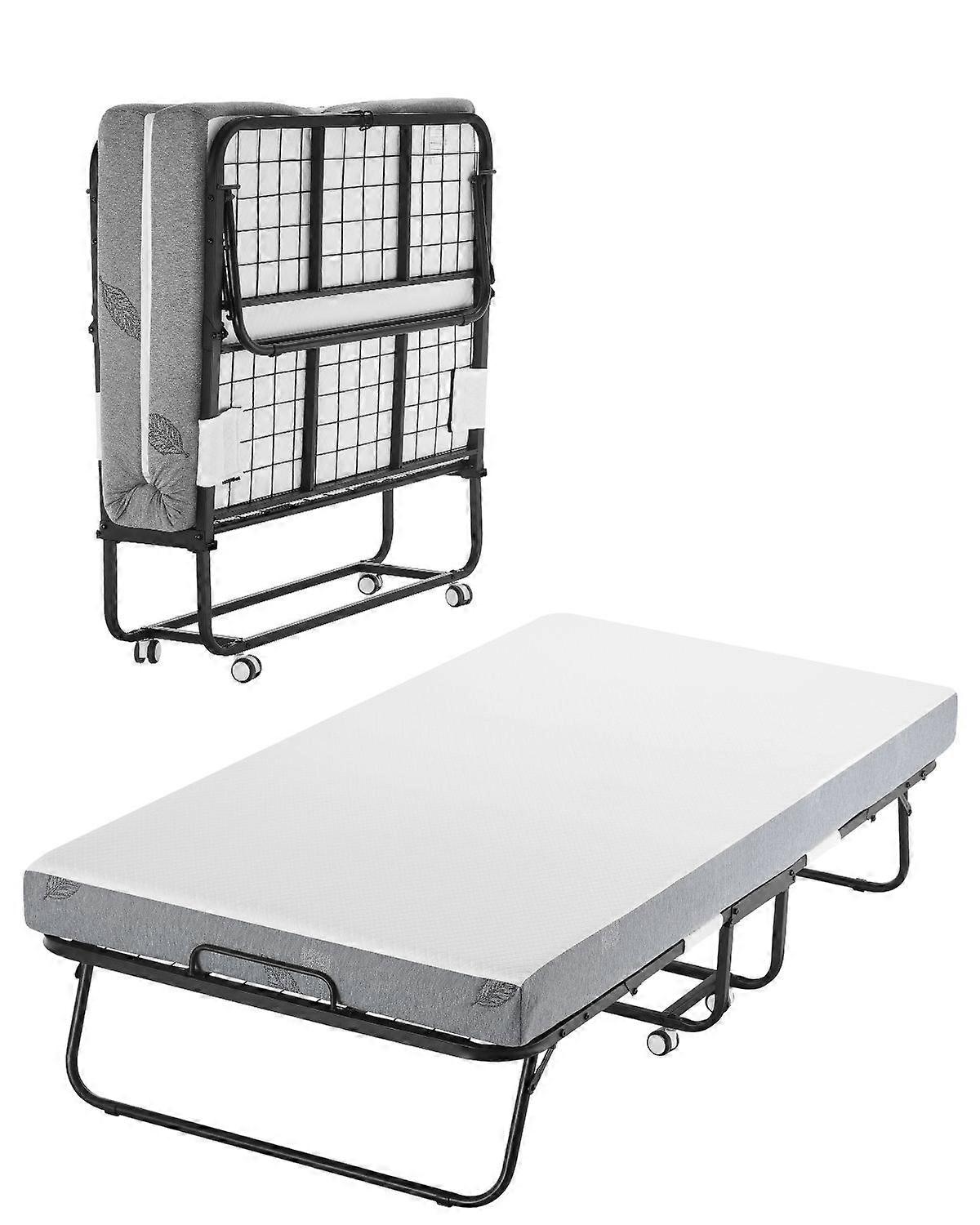 Rollaway Bed, 38 in x 75 in Folding Bed with 5 in Mattress, Twin Size Foldable Bed with Sturdy Metal Frame & Memory Foam Mattress