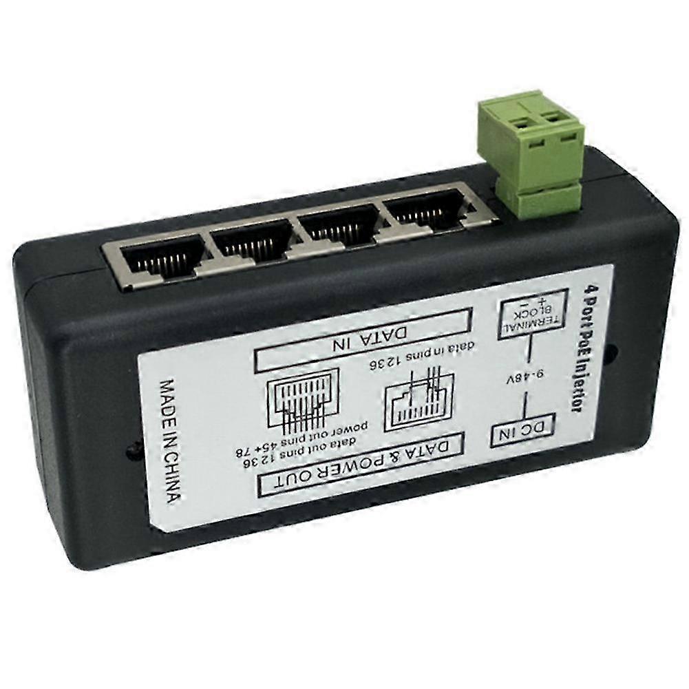 4 Port POE Injector for CCTV Surveillance IP Cameras Ethernet POE Adapter