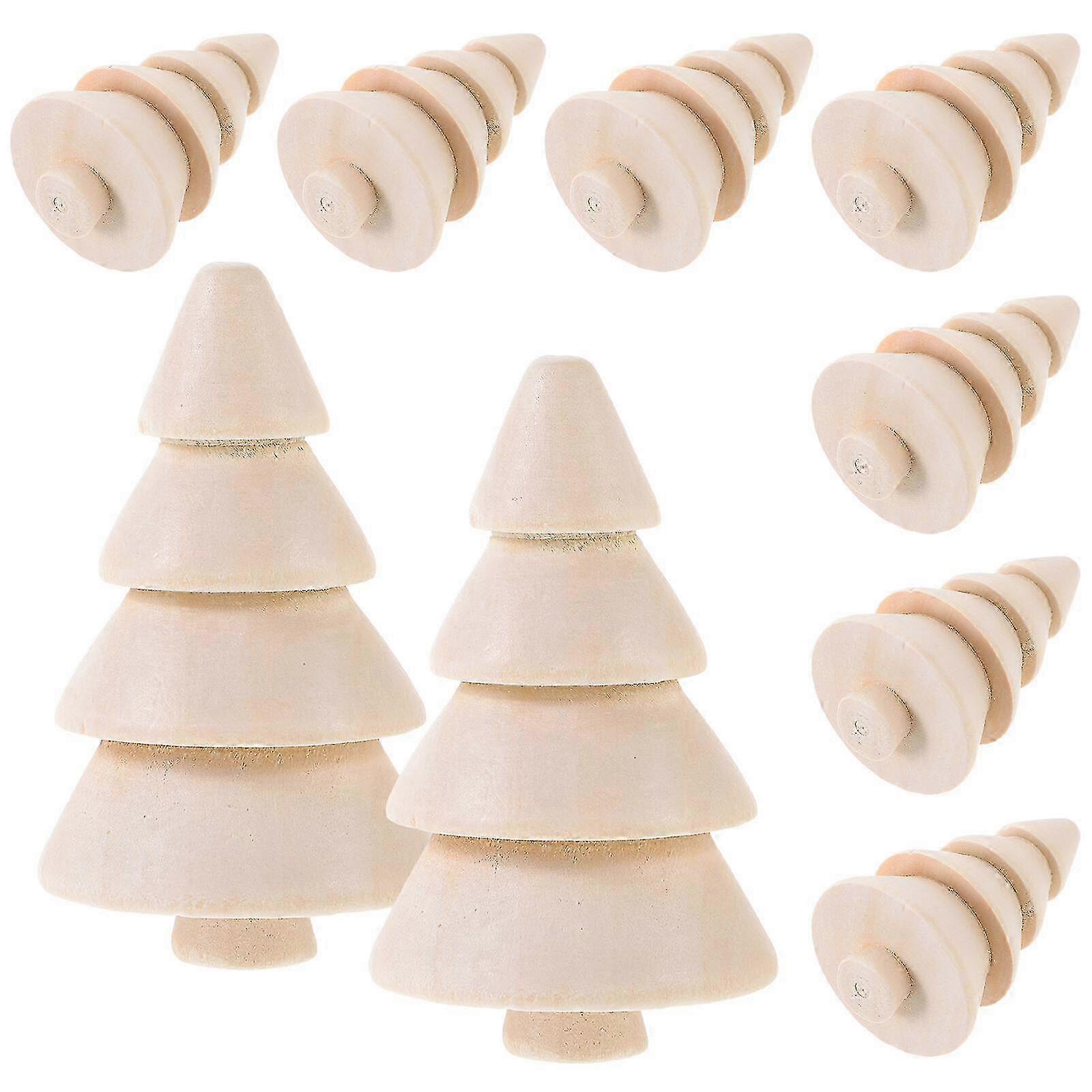 10pcs Unfinished Wood Christmas Tree Decorations for Crafting and Painting