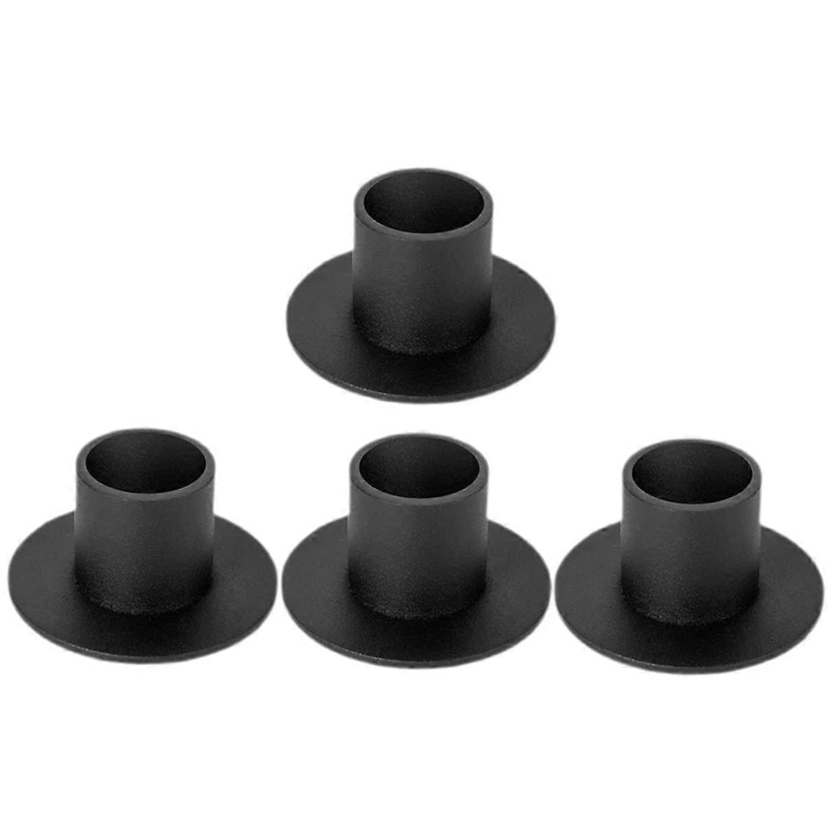 Candlesticks 4-Piece Set Round Base Iron Black Modern Decorative Home Tabletop Decor
