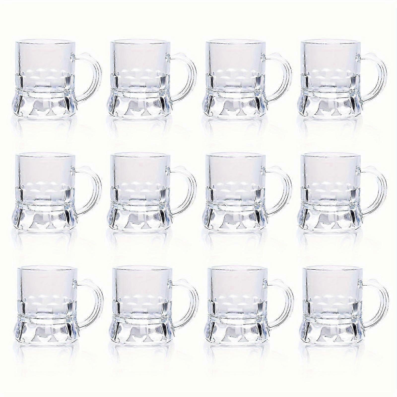12PCS Mini Beer Mug & Shot Glass Set - Premium Clear Steins with Handles for Shots, Beers & Whiskey Tasting - Perfect for Festive Birthday BBQs, Bar P