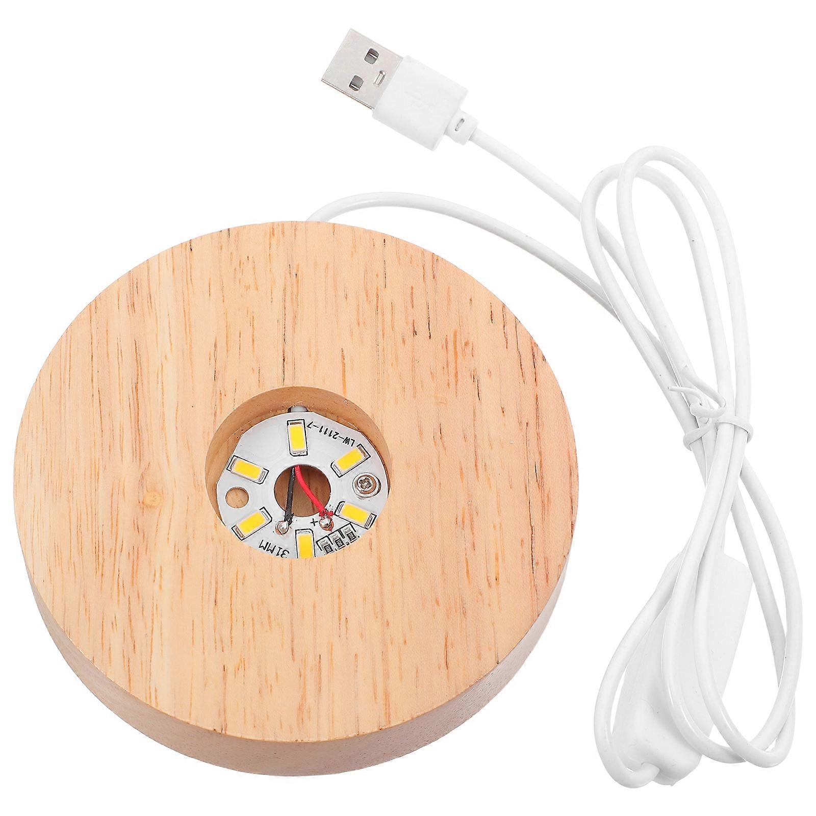 Luminous Base Wood Led Light Socket For Nighttime Relaxation Round Shape Stable Support 1Set