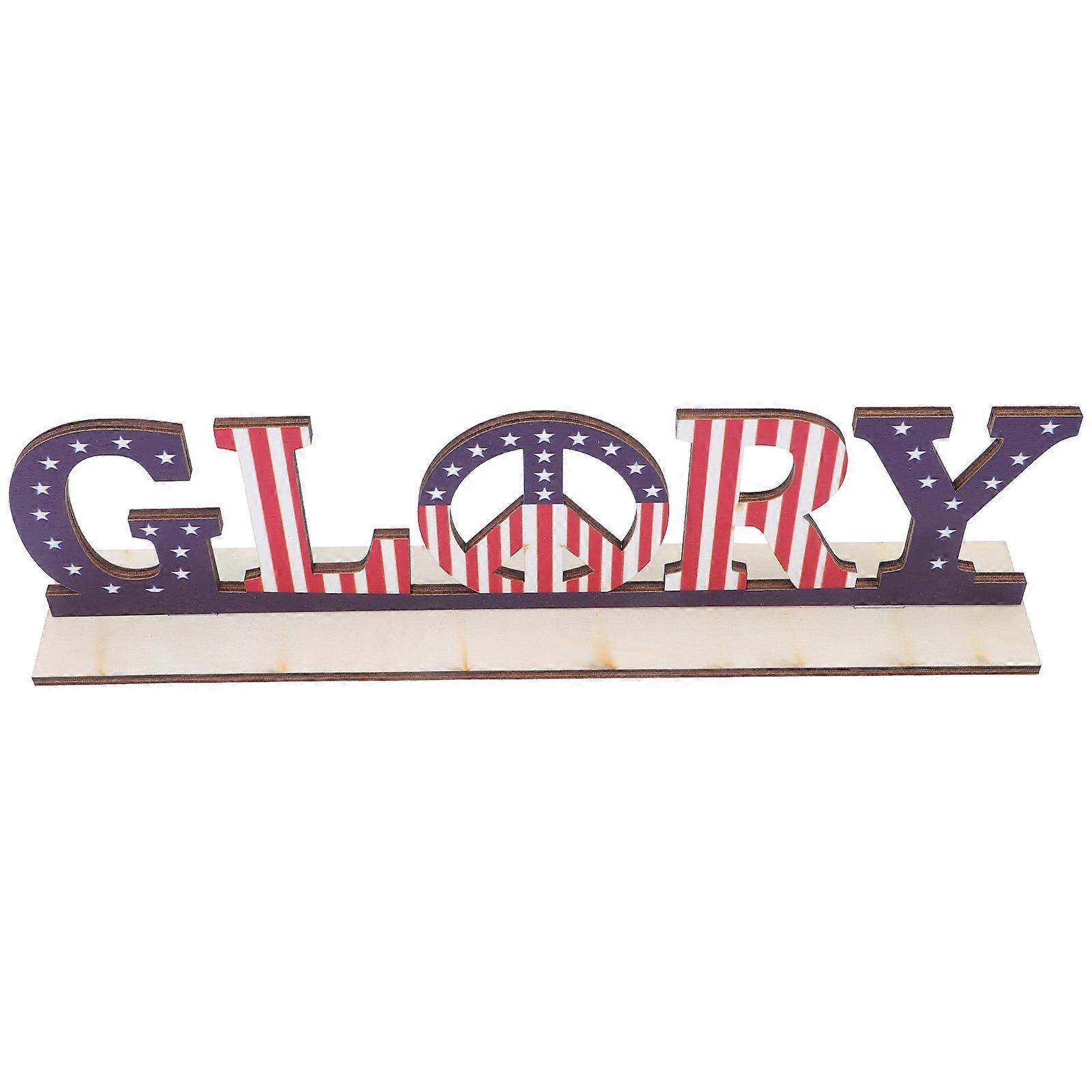 Festival Wood Decor Independence Day Table Sign Birthday Party American Style 29.5x8cm 1Set