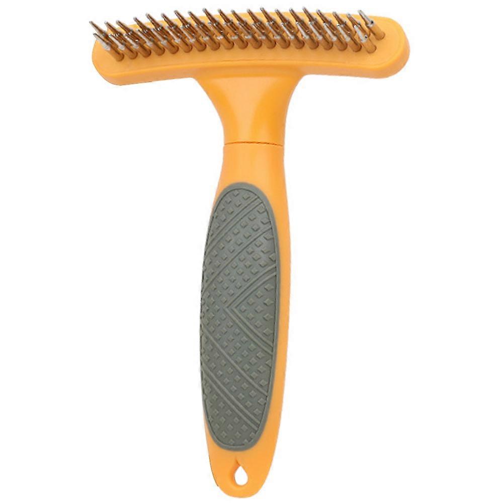 Dematting Comb For Dogs Grooming Brush Pet Hair Removal Home Use 16.4x11.1cm Orange Double Row Teeth 1Pack