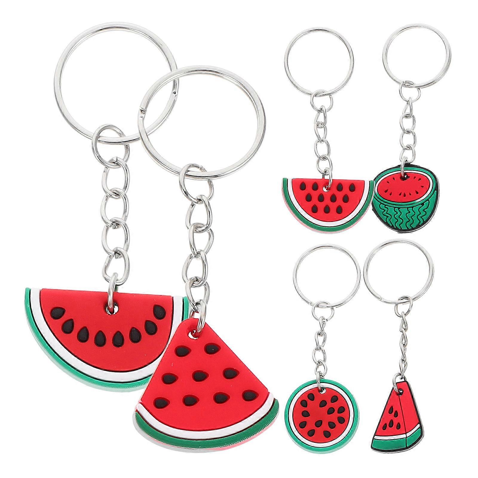 6pcs PVC Watermelon Keychain Charms, Cute Fruit Keyring Pendants for Party Decorations, Versatile Hanging Keychains for Bags and Wallets