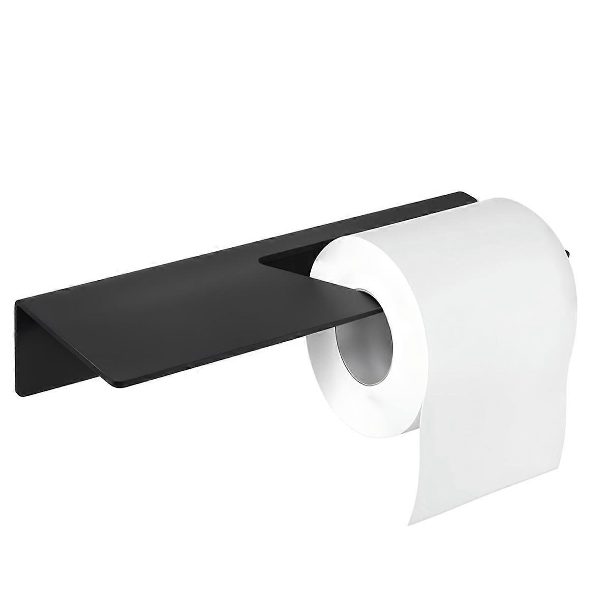 Musta wc-paperiteline, itsekiinnittyvä wc-paperiteline sopii useimmille rullapaperikoille, seinälle kiinnitettävä wc-paperiteline