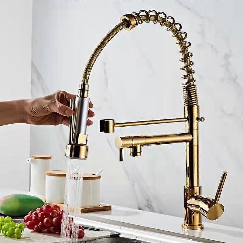 Spring Kitchen Faucet Pull-out Double-outlet