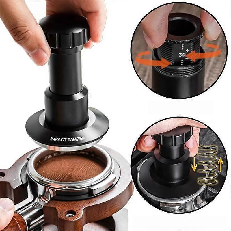 Adjustable Impact Coffee Tamper with Threaded Base Spring-Loaded Espresso Tamper Tool