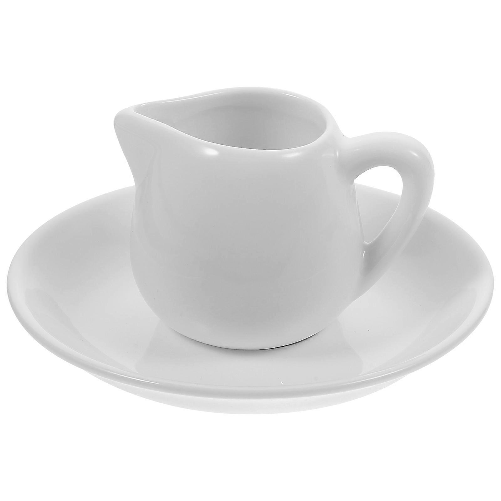 Milk Creamer Ceramic Pitcher For Coffee Outdoor Barbecues Round Base 1 Set