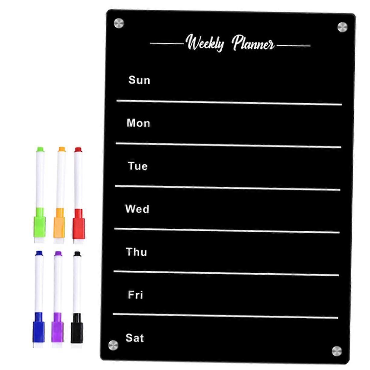 1Set Magnetic Refrigerator Planning Board Writable Message Board with Markers for Weekly Planner, Meal Planning, and Task Lists Kitchen Message Board
