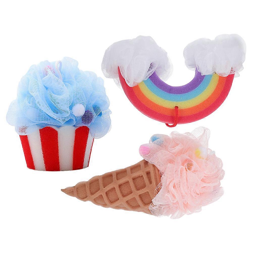 3pcs Exfoliating Shower Puff with Soft Body Scrubber Sponges for Gentle Bathing, , and Back Washing – Ideal for Men and Women