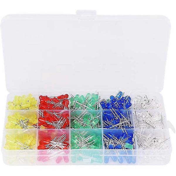 500pcs 5mm LEDs, various colors, electronic components.