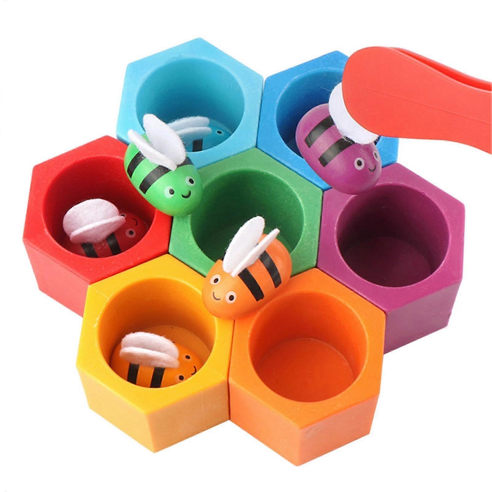Beehive Toy for Children - Wooden Beehive Fine Motor Skill Game, Multicolored Educational Toy Set for Preschoolers