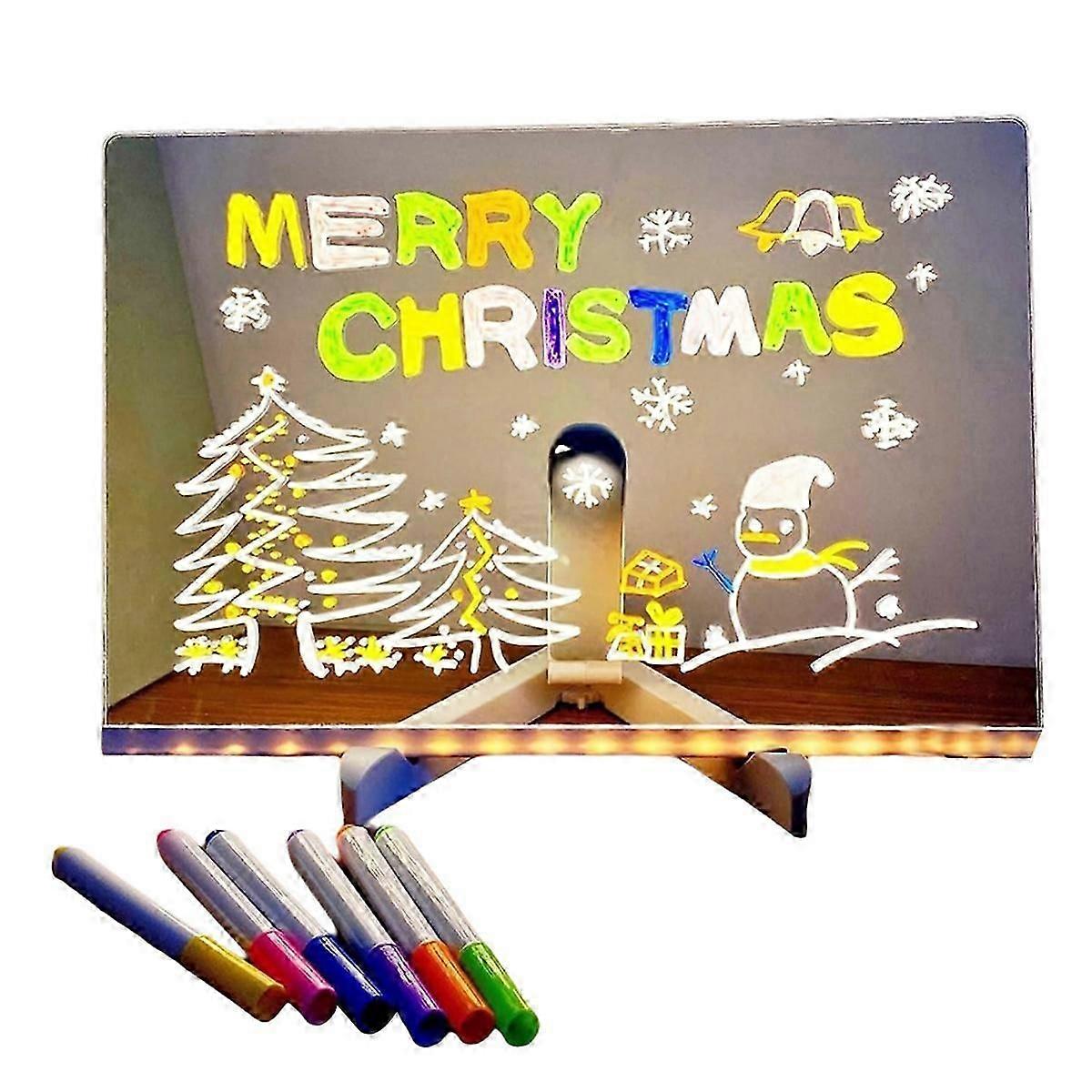 Acrylic LED Luminous Draw Board Toy for Kids Anti Scratch Adjustable Erasable Letter Message Note Bo